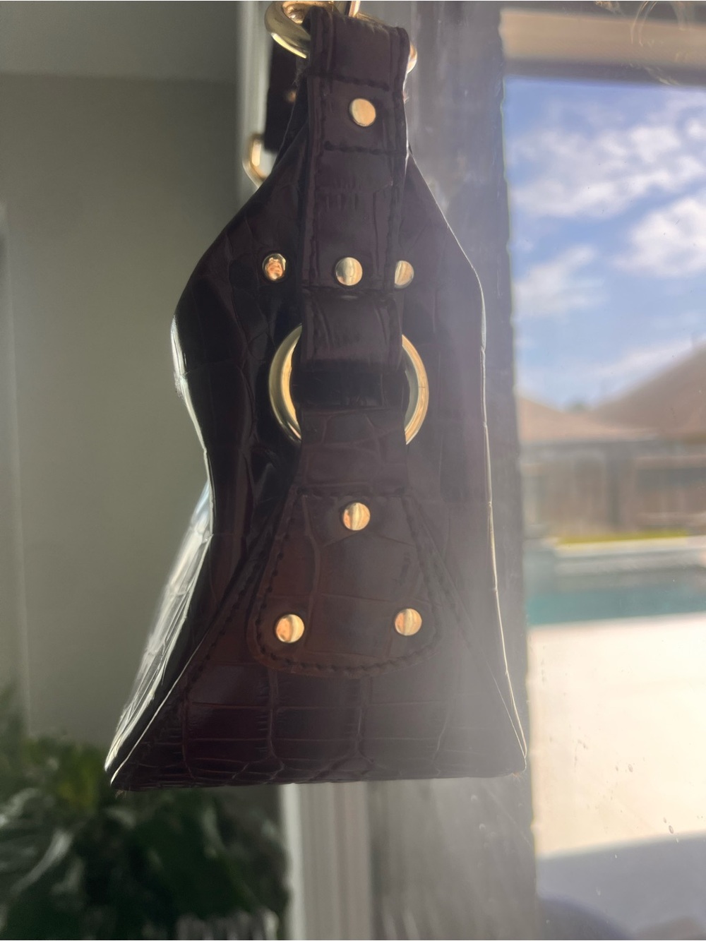 NWOT Vintage 90s Ralph Lauren Croc Embossed Leather Baguette Bag 🐝 - Picture 8 of 12